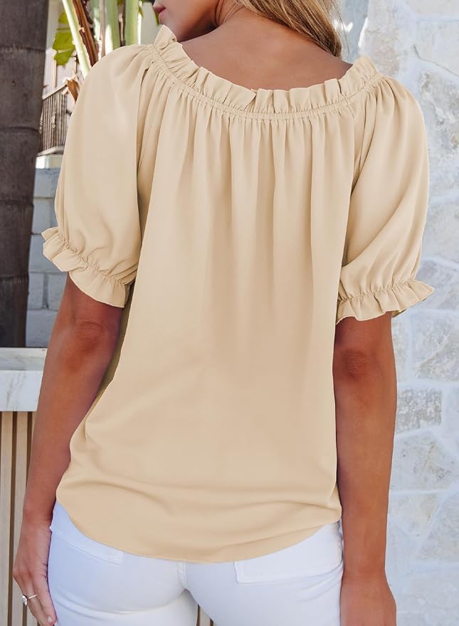 EVALESS Womens Tops Off The Shoulder Blouses for Women Dressy Casual Cute Puff Sleeve T Shirts Fashion 2026 - Image 4