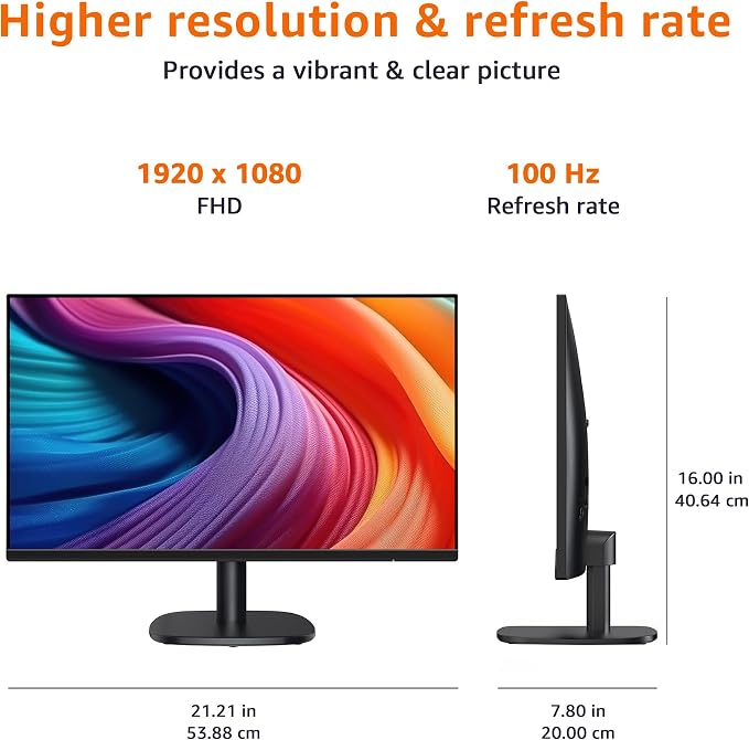 Amazon Basics 24 Inch (23.8 inch viewable) Monitor, FHD 1080P, Max 100Hz, VESA Compatible, Built-in Speakers, Black - Image 5