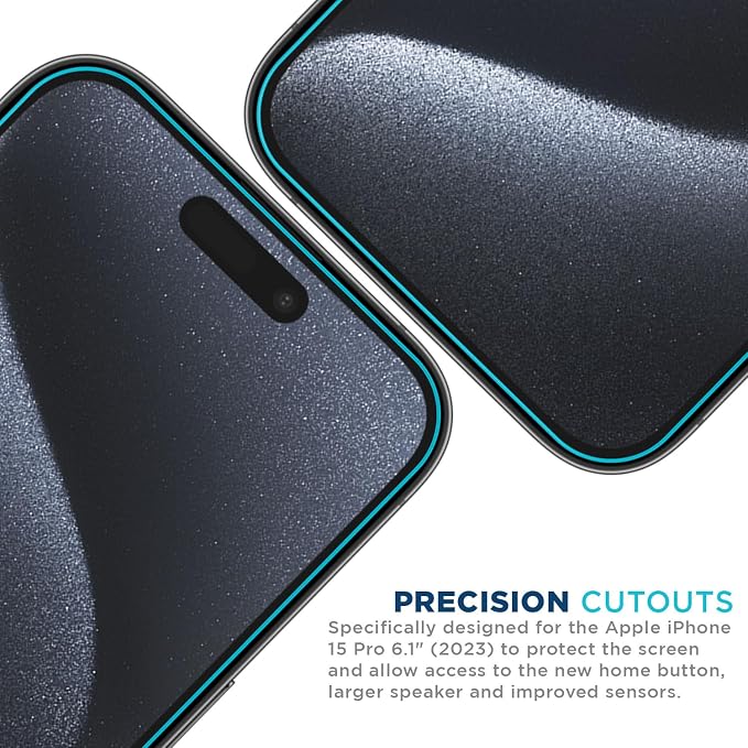 Tech Armor for Apple iPhone 15 Pro Screen Protector Glass 6.1 inch - Ballistic Tempered, Case Friendly, Easy Install, Sensor Protection, HD, 9H Hardness, 3 Pack + Bonus Camera Lens Protectors - Image 6