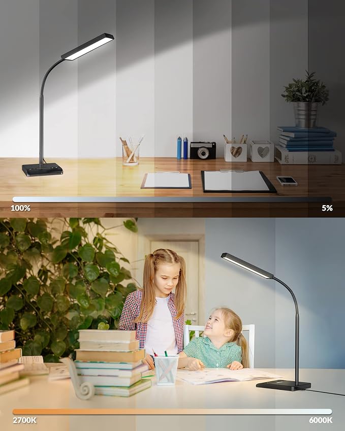 LEPOWER Desk Lamp, 800LM LED for Home Office, True Eye-Caring for Reading | 50 Lighting Modes, 2X Wider Panel, 360° Flexible Gooseneck, Touch Control, 12W Bright Table Lamp for Dorm, Bedroom, Study - Image 9