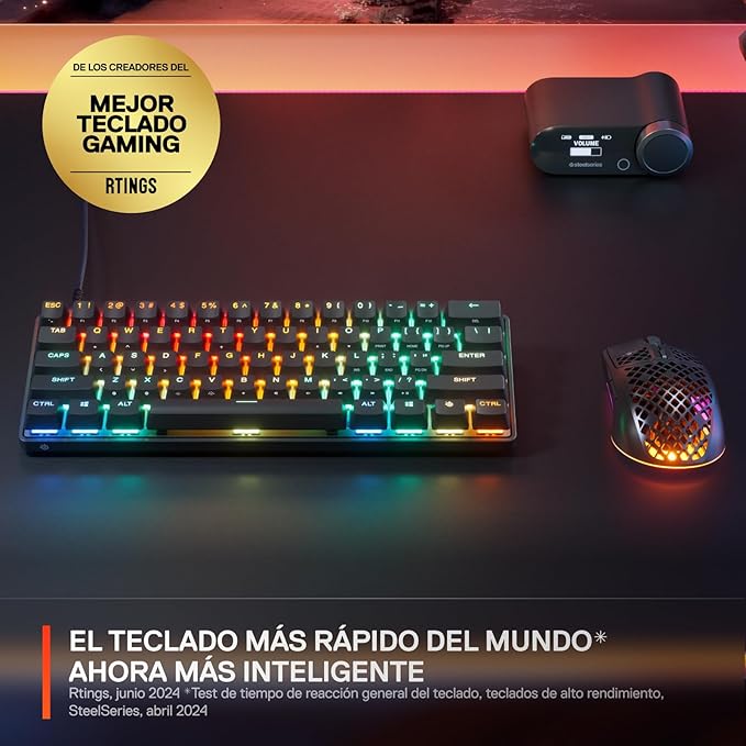 SteelSeries Apex Pro Mini Gen 3 OmniPoint 3.0 HyperMagnetic Switches — Adjustable Actuation — Rapid Trigger — Game-Ready Presets — Protection Mode — Rapid Tap/SOCD — RGB — PBT Keycaps — USB-C - Image 2
