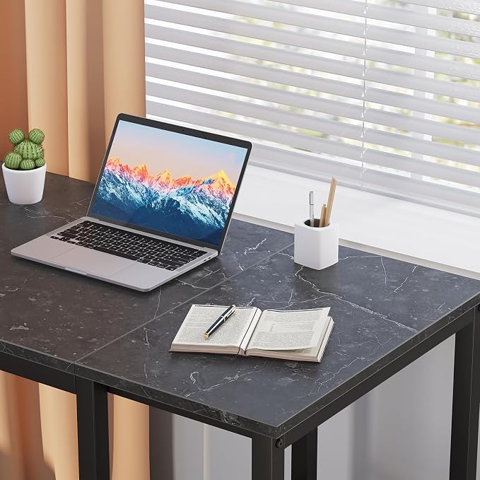 SINPAID Computer Desk 40 inches with 2-Tier Shelves Sturdy Home Office Desks with Large Storage Space Modern Gaming Desk Study Writing Laptop Table, Black Marble - Image 8