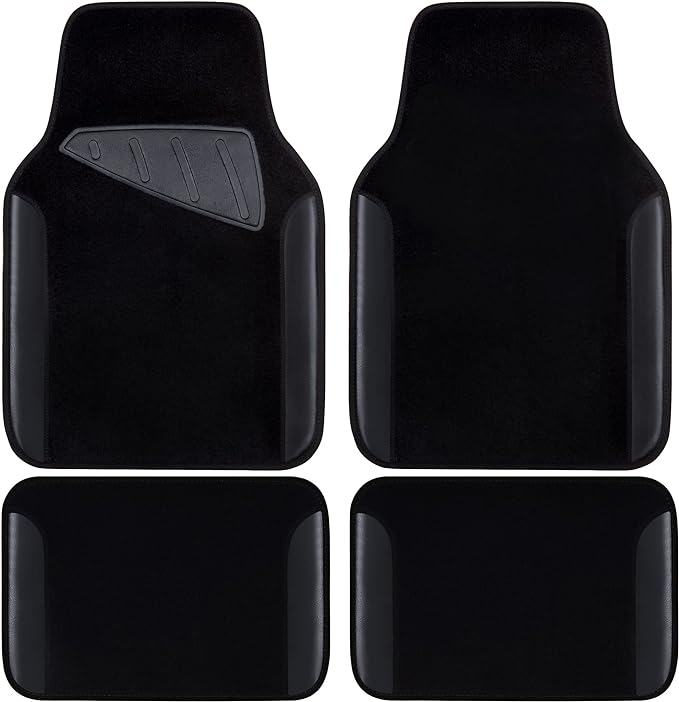 CAR PASS Waterproof Universal Fit Car Floor Mats, Faux Leather Car Carpet Mats, Black Car Mats with Anti-Slip Nibbs Backing & Driver Heel Pad Fit for SUV,Vans,sedans, Trucks,Set of 4pcs(All Black) by CARPASS