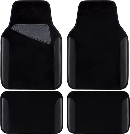 CAR PASS Waterproof Universal Fit Car Floor Mats, Faux Leather Car Carpet Mats, Black Car Mats with Anti-Slip Nibbs Backing & Driver Heel Pad Fit for SUV,Vans,sedans, Trucks,Set of 4pcs(All Black) by CARPASS