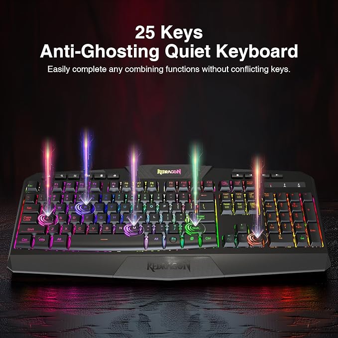Redragon K503 Wireless Gaming Keyboard, 3-Mode (2.4G/BT/USB), RGB LED Backlit, Multimedia Keys, Fully Programmable Silent Membrane Keyboard with Wrist Rest for Windows PC Games (Black) - Image 7