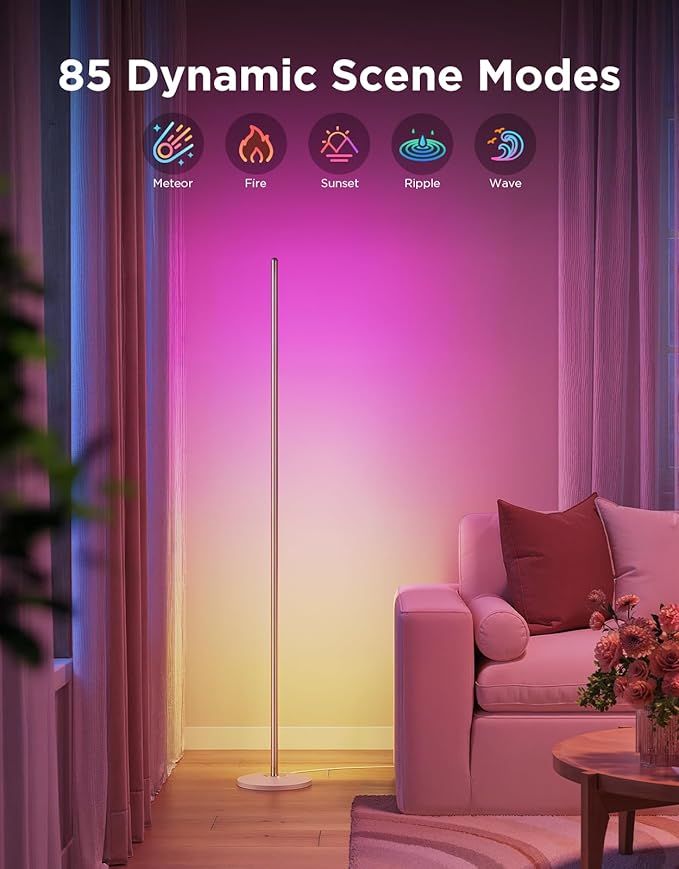 Govee RGBIC Floor Lamp Basic, 1000lm LED Corner Lamp | Works with Alexa, Smart Modern Floor Lamp with Music Sync and 16 Million DIY Colors, Color Changing Standing Lamp for Bedroom - Image 3