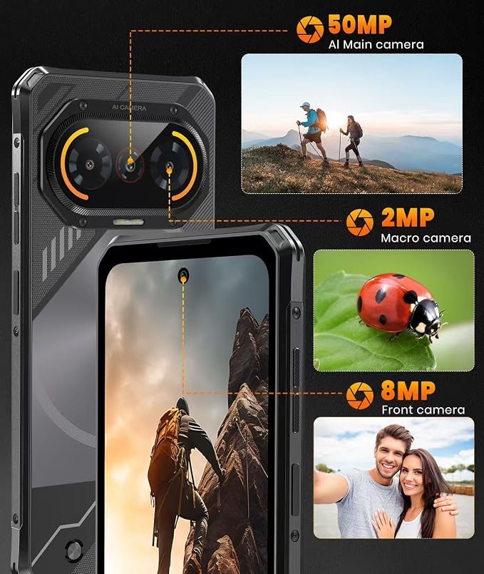 FOSSIBOT F114 28GB+256GB Rugged Phone,120Hz+6.67" Gorilla Glass Phone, | Slim 10.8mm, Android 15 Waterproof Smartphone, 50MP AI Camera, 5000mAh Dual SIM 4G T-Mobile/NFC/IP68/IP69K - Image 4