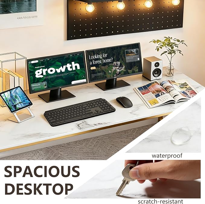 BestOffice Computer Desk,Home Office Desk, Modern Simple Style for Home Office Study Writing (Gold, 55 Inch) - Image 4