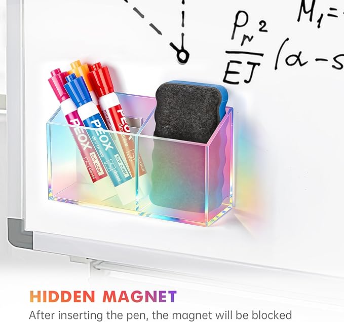 BEYGORM Magnetic Dry Erase Marker Holder for Whiteboard & Refrigerator | Non-slip Acrylic Pen Holder for Classroom, Fridge Magnet, Locker Organizer Accessories, Teacher & School Supplies(Colorful) - Image 4