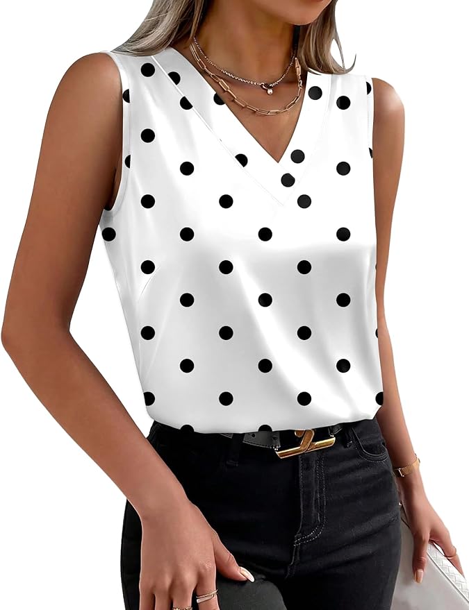 Sipaya Silk Satin Tank Tops for Women V Neck Summer Tops Sleeveless Camisole Business Casual Outfits Work Blouses - Image 2
