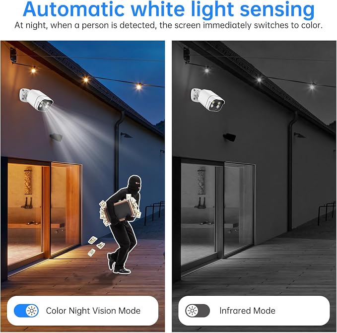 4K Security Camera System, 4pcs 2K PoE Wired Turret Cameras with Human Detection and 2 Way Talk, Color Night Vision, 8MP 4CH NVR with 1TB Hard Drive for 24/7 Local Recording, No Subscription (4 CAM) - Image 8