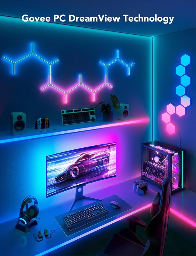 Govee Gaming Light for Monitor G1, RGBIC LED Backlight for 27-34 Inch PC | Smart LED Lights for Monitors with Color Matching, Adapts to Curved Monitors, Double Strip Light Beads with 123 Scene Modes - Image 4