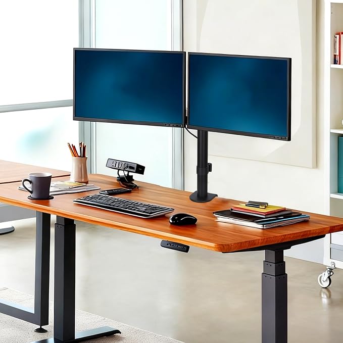 Black Dual Monitor Arm Mount for 13-27 Inch Screens | Ultrawide Screens Up to 34 inch Fully Adjustable Stand with C-Clamp/Grommet Base Max VESA 100x100 Each Screen Capacity 22lbs - Image 3