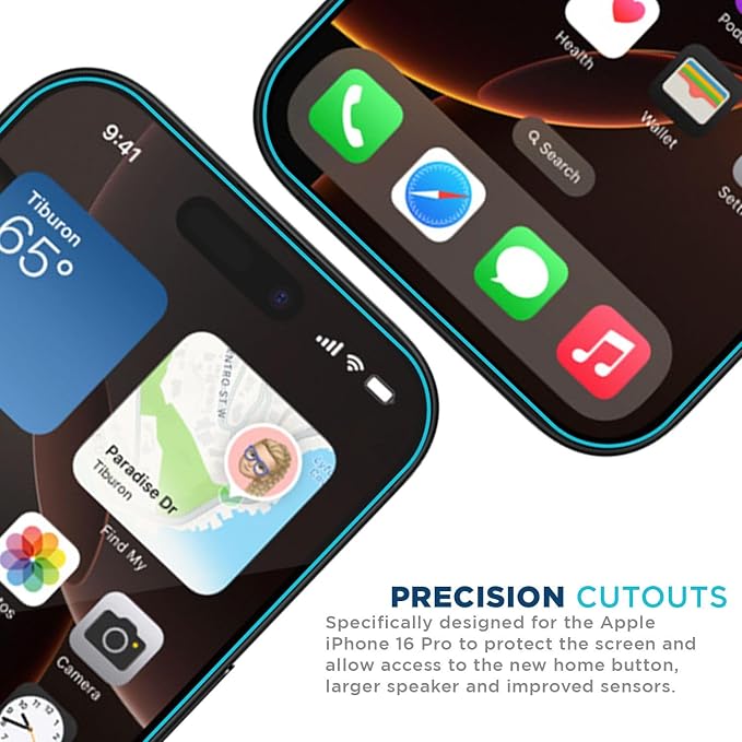 Tech Armor for Apple iPhone 16 Pro Screen Protector Glass 6.3 inch - Ballistic Tempered, Case Friendly, Easy Install, Sensor Protection, HD, 9H Hardness, 3 Pack + Bonus Camera Lens Protector - Image 4