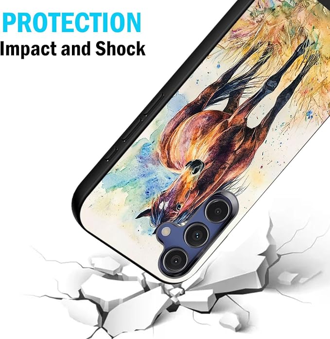 Designed for Galaxy S25 Plus Phone Case,Slim Silicone Shockproof Protective Case for Galaxy S25 Plus 6.7 inch,Watercolor Horse - Image 2