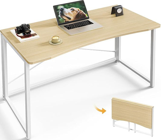 Huuger Folding Desk for Small Spaces, 31.5 Inch Foldable Computer Table, Easy Assembly, for Home Office, Study, Bedroom, Dorm, Space Saving, Small Writing Work Office Computer Desk, Oak by Huuger