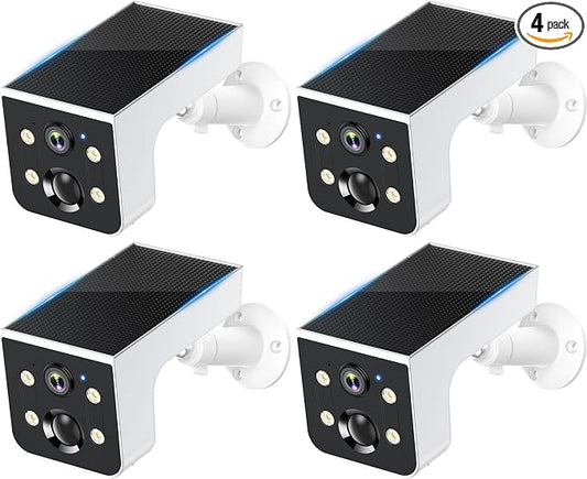 Thybro Solar Camera Outdoor Wireless 4 Pack - 2K HD, AI Motion Detection, Easy Setup, Waterproof, Color Night Vision, Two-Way Audio, Wi-Fi, Outdoor Surveillance for Yard & Driveway by Unknown