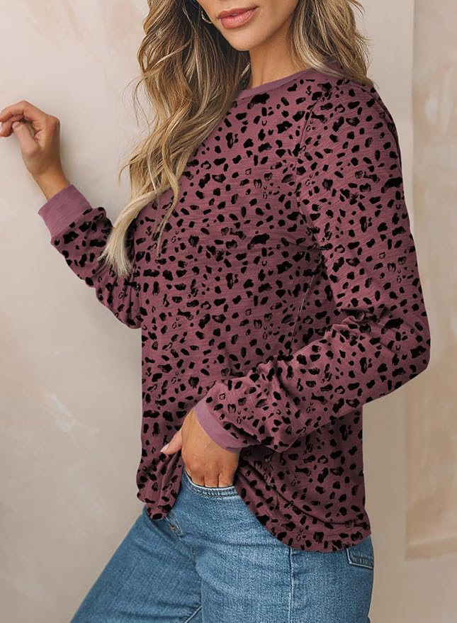 EVALESS Womens Crewneck Long Sleeve Tops Casual Polka Dots Tops Fall 2026 Tshirts Shirts - Image 3