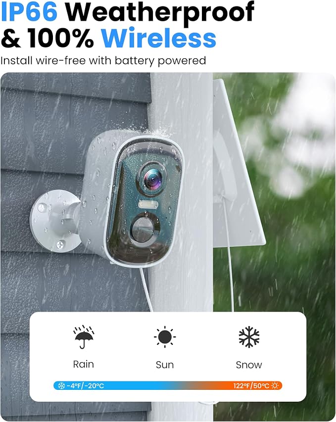 MISECU 2K Solar Camera Outdoor Wireless, WiFi Cameras for Home Security with Solar Panel, Spotlight Color Night Vision, AI Motion Detection, Siren Alarm, 2-Way Talk, IP66, Cloud/SD Storage 2 Pack - Image 7