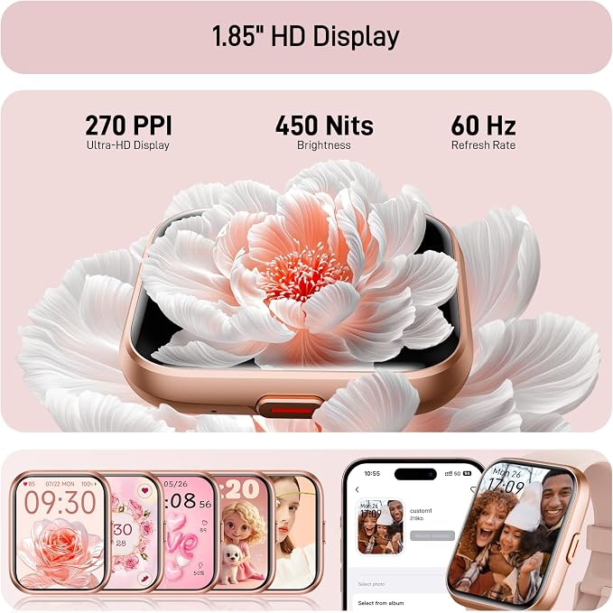 Tensky Smart Watch for Women Android & iPhone, Alexa Built-in, 1.8" Touch Screen Fitness Tracker with Answer/Make Calls, 3ATM Waterproof Heart Rate/Sleep/SpO2 Monitor, Pedometer, 100+ Sport Modes - Image 2