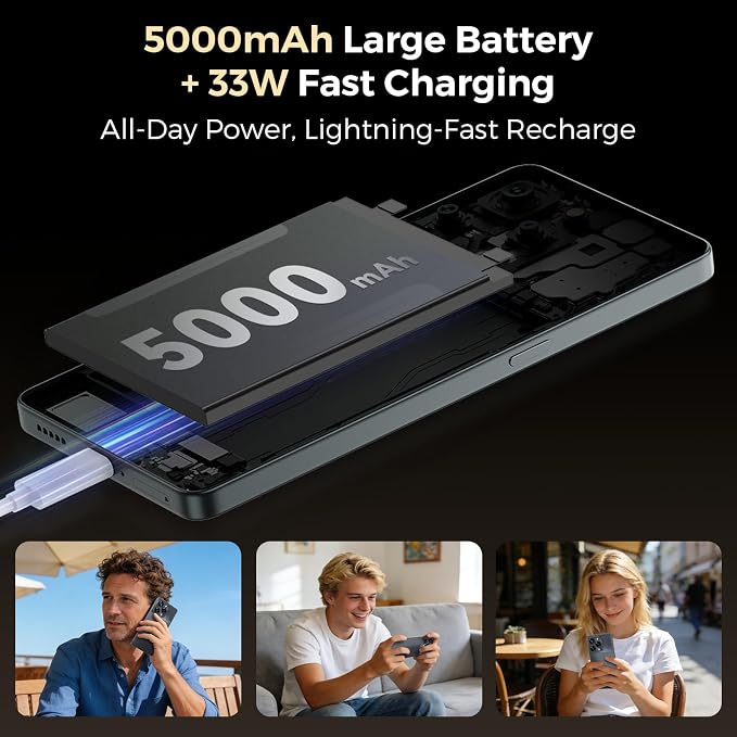 S13 108MP AI Triple Camera, 32MP Front, 50MP Ultra-Wide, 8MP Macro, Android 14 Smartphone, 6.67" FHD+ AMOLED 120Hz, 12GB+256GB, 5000mAh, 33W Charging, Dual SIM, Fingerprint & AI Face Cell Phone - Image 5