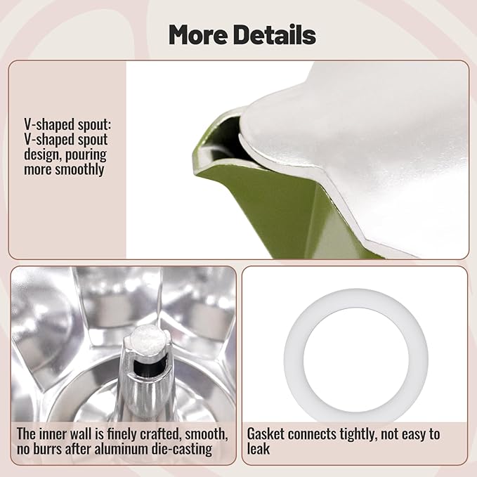 9 Cup Aluminum Moka Pot Classic Stovetop Espresso Coffee Maker 450ml 15oz Coffeemaker Percolator Mocha Pot Greca Coffee Maker Cafe Makers for Italian and Cuban Café Brewing Green - Image 6