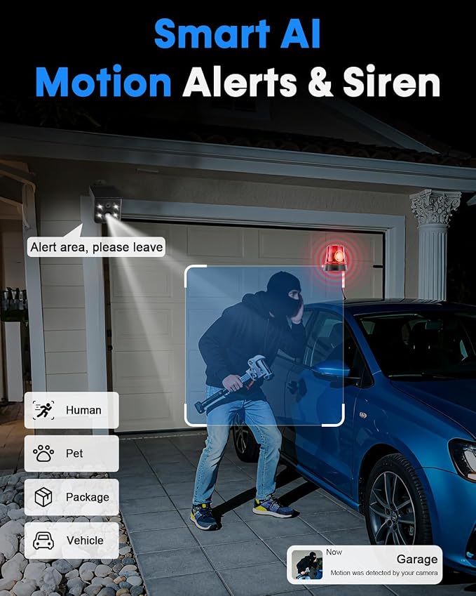 Thybro Solar Outdoor Wireless Camera 4 PCS - 2K HD, AI Motion Detection, Easy Setup, WiFi, Color Night,Outdoor Surveillance for Yard & Driveway, Black - Image 6