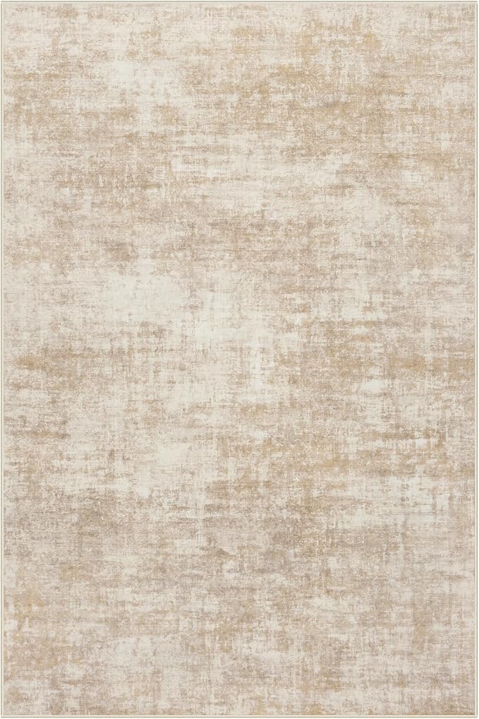 10x14 Area Rugs Washable Rug: Modern Abstract Living Room Rug Soft Anti-Skid Thin Carpet Indoor Floor Non-Shedding Carpets for Bedroom Dining Room Farmhouse Nursery Home Office Beige - Image 2