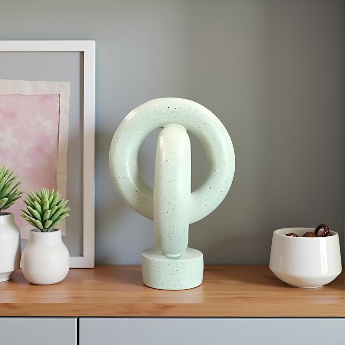 12" Modern Abstract Ring Decorative Sculpture, Knot Sculptures,Home Decor,Coffee Table Statues,Dining Living Room Desk Decor,Light Gray - Image 3
