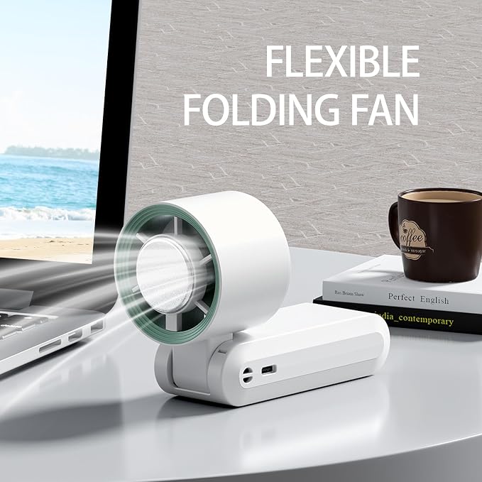Handheld Fan, Portable Handheld Fan with Ice Function, mini personal fan, Turbo Powerful Rechargeable Fans,1-199 Speed, Foldable, for Women Men Outdoor Indoor travel essentials(White) - Image 8