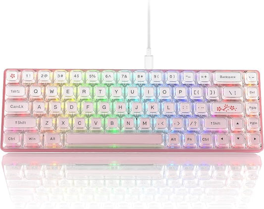 Womier 60% Keyboard Gaming Pink - Wired Pink Creamy Mechanical Keyboard | Hot-Swappable RGB Custom Mini Key board with Arrow Keys/Software Supported, Prelubrication Linear Switch (WK68-Pink) by Womier
