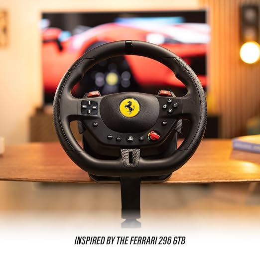 Thrustmaster T98 P Ferrari Licensed Racing Wheel & Pedal Set - PS5 & PC | 240-degree rotation, bungee-cord resistance, paddle shifters, 3 driving modes, Hall-Effect sensors, tool-free desk clamp - Image 2