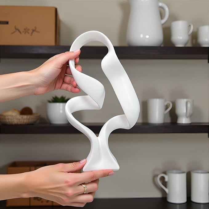 15" Modern Abstract Ribbon Decorative Sculpture, Knot Sculptures,Home Decor,Coffee Table Statues,Dining Living Room Desk Decor（White） - Image 6