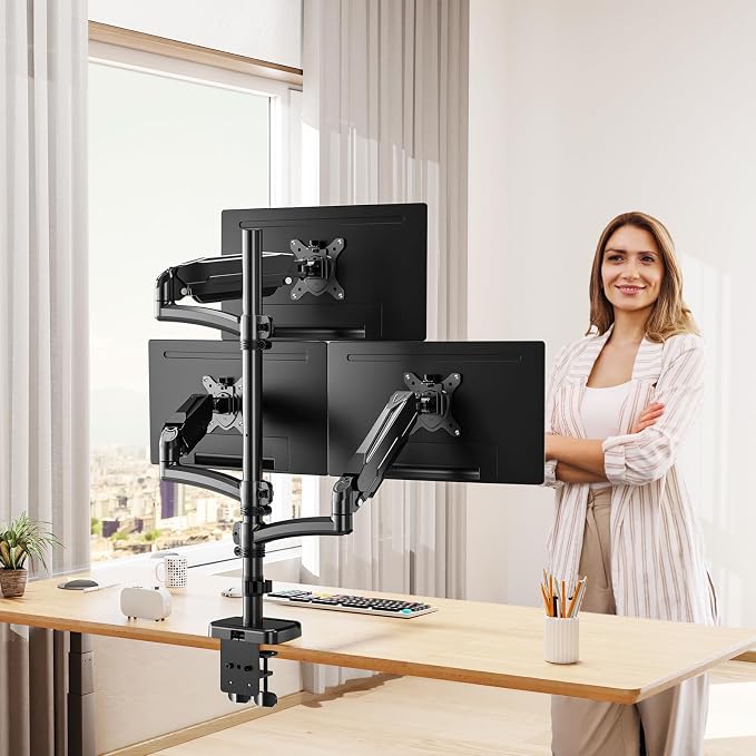 MOUNT PRO Triple Monitor Mount for Max 32" Computer Screen, Adjustable 3 Monitor Desk Mount, up to 19.8lbs Each, Three Display Arm with Tilt Swivel Rotation, VESA Mount 75x75/100x100mm - Image 8