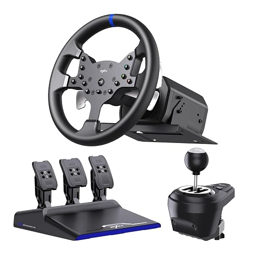 PXN V99 Force Feedback Racing Wheel, with Pedals and Shifter | Detachable 270°/900° Steering Wheel, Hall Pedals & H-Shifter - for PC, Xbox Series X|S, Xbox One, and PS4 by PXNGaming