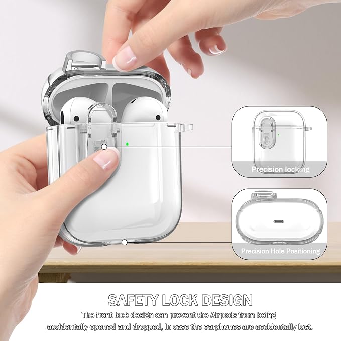 for Airpods 2nd Generation Case Cover with Secure Lock, Clear Soft TPU Transparent Military Grade Shockproof Protective Case with Cleaning Pen for Apple Airpods 2nd 2019, Clear White - Image 7