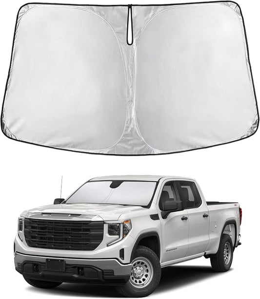EcoNour Windshield Sunshade Compatible for Chevy Silverado/GMC Sierra 1500 2500 3500 2019-2024 2025 2026, Front Windshield Sun Shade Cover, UV Heat Protector, Car Sun Visor Interior Heat Protection by EcoNour