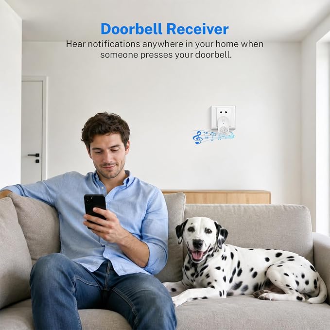 1080p Wireless Video Doorbell Camera with Smart AI Human Detection, Two-Way Audio, Live View, Night Vision, 2.4G WiFi, Battery Powered, App Control, and Cloud Storage for Home, Office & Pet Monitoring - Image 4