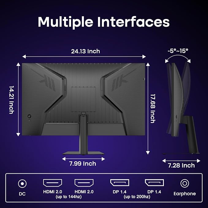 Amzfast 27 Inch 200Hz WQHD (2560 x 1440) Fast IPS Gaming Monitor, Built-in Speakers, 1ms G-SYNC Compatible, HDR400, 132% sRGB, 96% DCI-P3, VESA 100x100, HDMI 2.0 x 2 & DP 1.4 x 2, AMZG27F5Q - Image 10