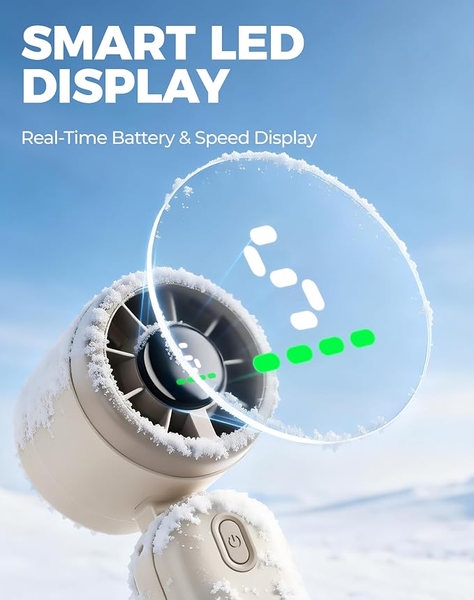 Diveblues Mini Handheld Fan, 30ft/s Portable Turbo Fan [12H Max Cooling], 4000mAh Personal Fan with LED Display, 3-in-1 Hand Held/Neck/Desk Fan for Travel, Cruise, Disney Essentials - Image 8