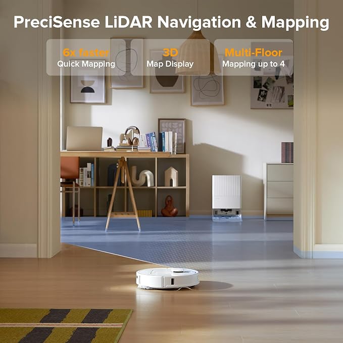 roborock Qrevo Series Robot Vacuum and Mop, Upgraded from Qrevo S | 8000Pa Suction, Anti-Tangle Brushes, Smart Obstacle Avoidance, Auto Mop Washing, All-in-One Dock, Spinning Mop, White(QV 35A) - Image 8