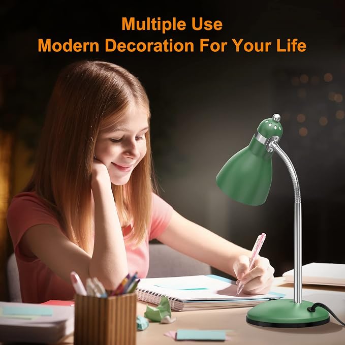 LEPOWER Metal Desk Lamp, Adjustable GooseNeck Reading Light for Bedroom | Compact & Sturdy, Space-Saving for Bedside & Dorm, E26 Table Lamp, Eye-Caring, Ldeal for Study, Office, Back to School - Image 7