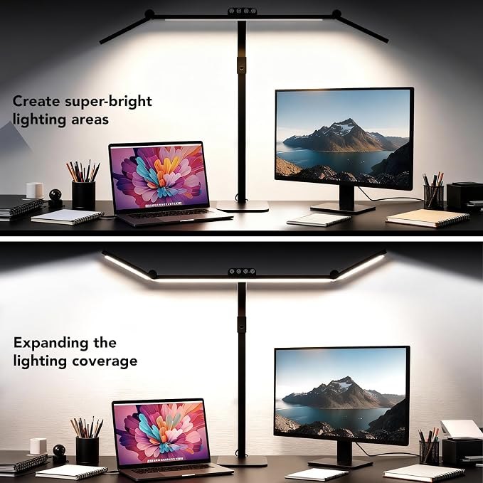 LED Desk Lamp for Home Office with Base, 28.2" Adjustable Gooseneck Swing Arm Ultra Bright Desk Light, Dimmable Architect Table lamp for Desktop Computer Light, Reading, Study, Workbench - Image 2