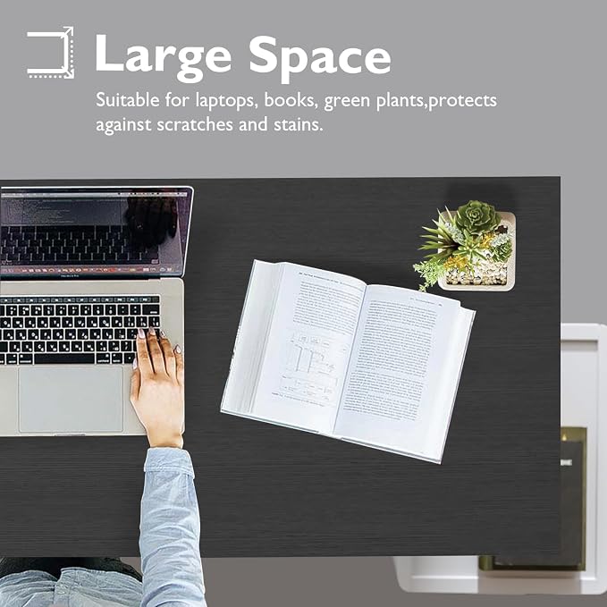 BestOffice | 32 Inch Computer Desk | Black | Sturdy Office Desk | Metal Frame, Adjustable Feet | Water-Resistant, Scratchproof Surface | Writing Table for Home Office or Study | Pack of 1 - Image 4