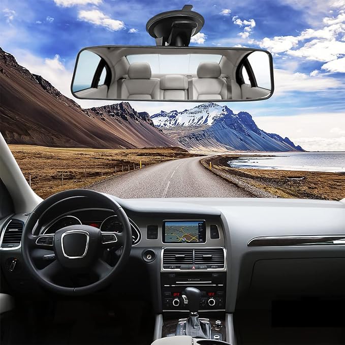 Car Rear View Mirror with Suction Cup, Anti Glare Wide Angle HD Auto Inside Rearview Mirror, 360 Degrees Adjustable Reduce Blind Spots, Universal for Vehicle, Marine, Boat, Truck, SUV, Van - Image 6