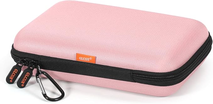 Gentle-Pink Hard Shell Carrying Case for External Hard Drive, Hard Disk, Power Bank, Charger, Cable, Tool, Electronic Accessories - Large Storage Pouch Portable Travel Bag Case for Women Girls Lady by GLCON