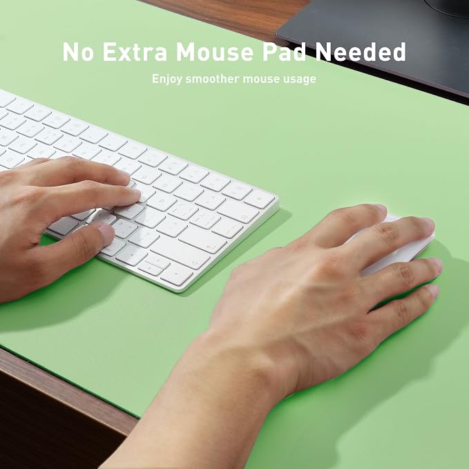 Aothia Faux Leather Desk Mat - Non-Slip PU Leather Desk Blotter, Waterproof Writing Surface, Large Desk Pad for Office & Home (Foam Green, 55" x 17") - Image 4