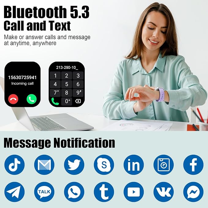 Smart Watch for Men Women (Answer/Make Call), 1.96"HD Smartwatch with Heart Rate/Sleep Monitor/Pedometer, 113+ Sports Modes, New Fitness Watch IP68 Waterproof, Activity Tracker for Android iOS-Purple - Image 6
