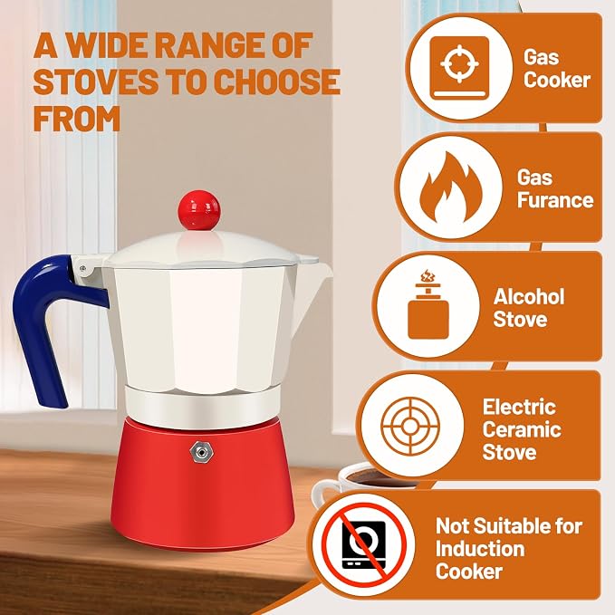 9 Cup Aluminum Espresso Stovetop Moka Pot Express Coffee Maker Percolator Italian Classic Mocha Coffee Machine for Italian and Cuban Cafe Brewing for Home & Camping 450ml 15oz - Image 4