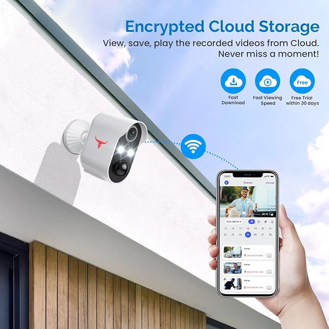 1080P Wireless Security Camera Outdoor, Battery Powered, AI Human Detection, Color Night Vision, 2-Way Audio, IP65 Waterproof, 2.4G Wi-Fi, Cloud Storage (1 Spotlight) - Image 7